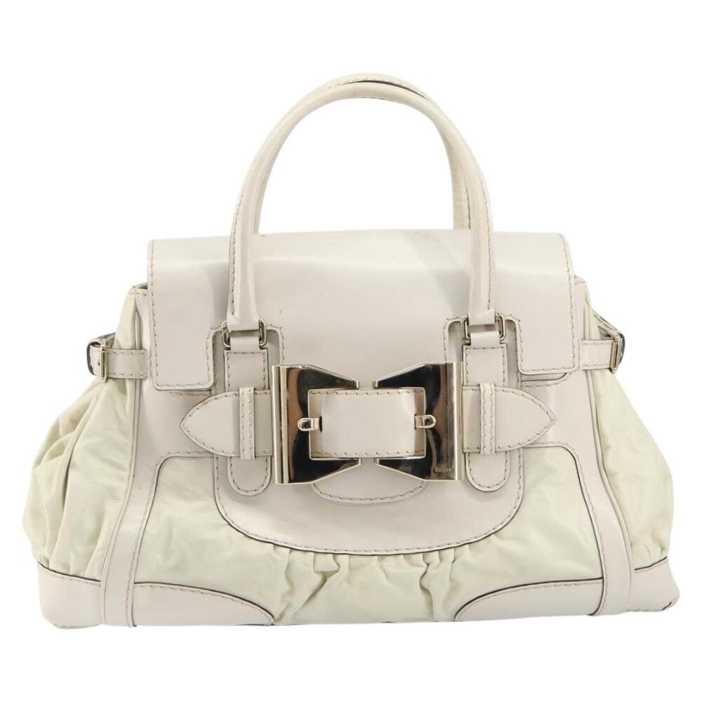 Gucci Leather Handbag White Gold